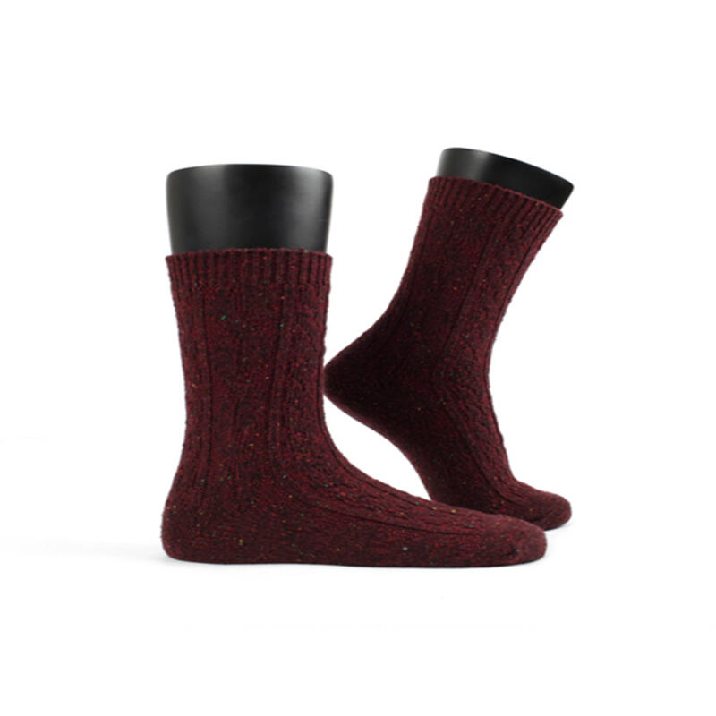 Women s Nep Cable Wool Socks Wine 235~275mm