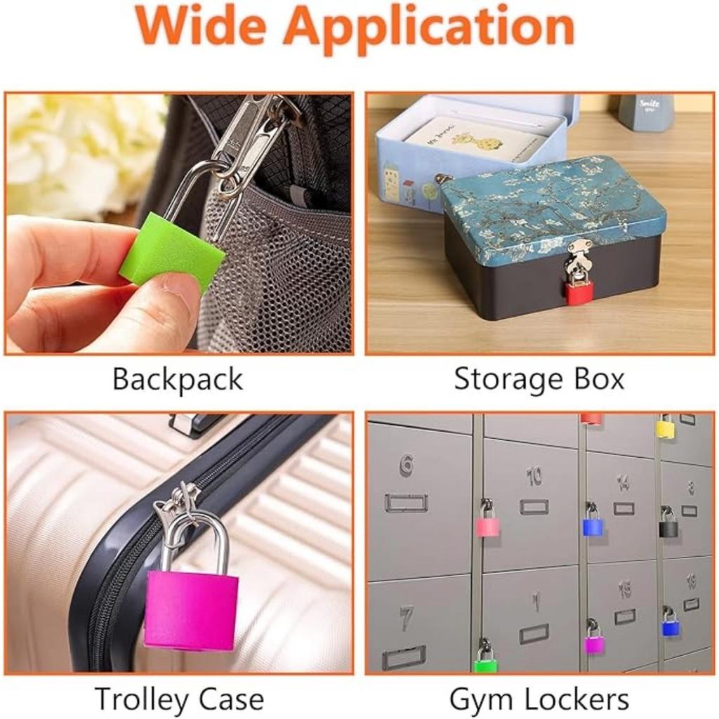 2Set Mini Padlocks Set Luggage Locks with 2 Keys Waterproof Safely Padlock for Backpacks Computer Bags Gym Locker Tool Box Diary Key Lock