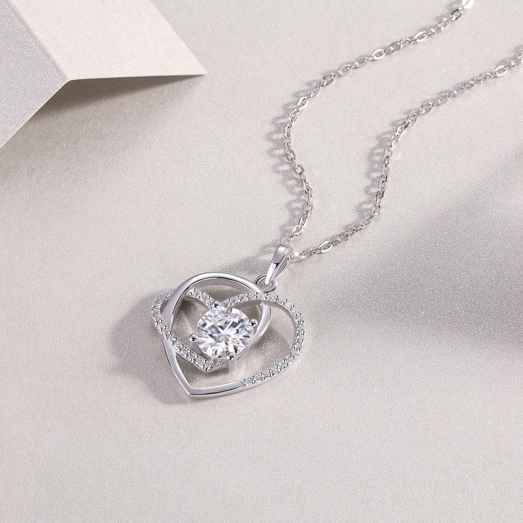 S925 Silver Necklace Moissanite Pendant Collarbone Chain Silver Jewelry Pendant