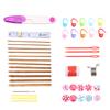 44Pcs Bamboo Circular Crochet Tube Sewing Needle Wood Knitting Tool Set