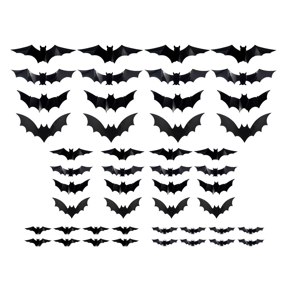 48 PCs Halloween Sticky Decals Glow In The Dark Bats Decorations Wall Stickers for Halloween Party Bedroom Window Decorations