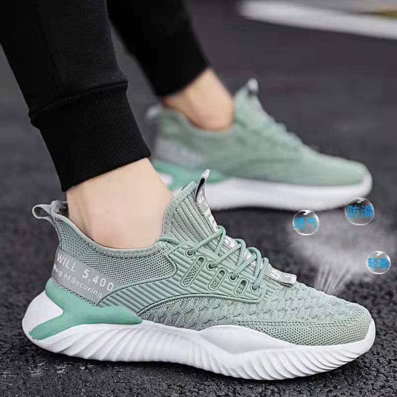 New fashion soft-soled casual shoes Korean version of trendy student sports shoes fly-woven mesh breathable men's shoes