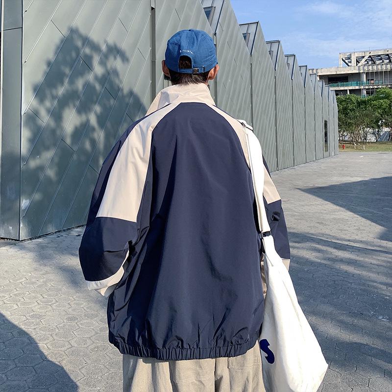 Men's Korean Style Trendy Color-Block Bomber Jacket - Spring & Autumn Casual Loose Fit