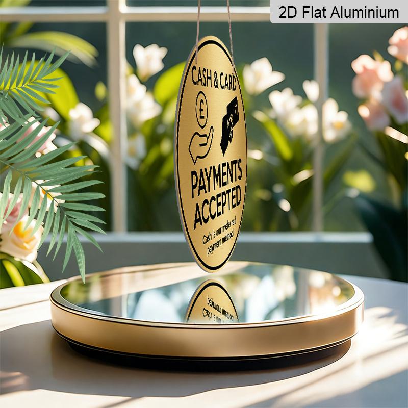 2D Flat, 1pc 7.87x7.87in Round Aluminum Sign- Brushed Golden Metal Sign-' Cash Card Payments Accepted' Preferred Method of Payment Plaque, Durable
