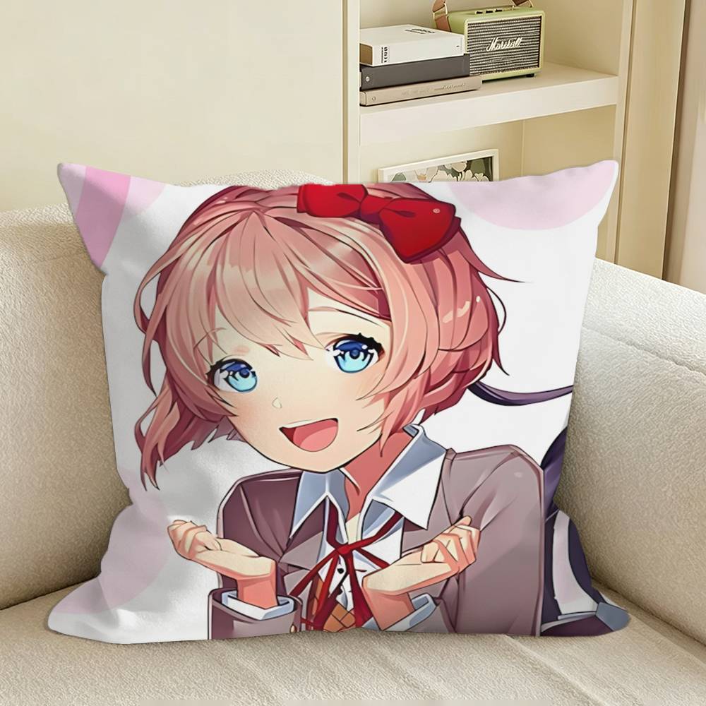 DDLC Game Sayori Square Sofa Pillow Cover Solid Color Living Room Home Decor Cushion Case