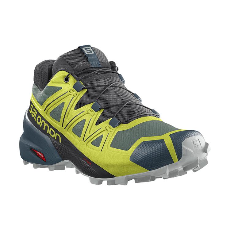 SALOMON Speedcross 5 Comfortable Fabric Abrasion Resistant Low top Trail Running Shoes Men's Black Yellow 416096