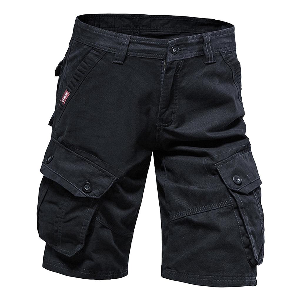 Men's Summer Multi-Pocket Cargo Shorts Men's Casual Fashion Solid Color Loose Cargo Shorts