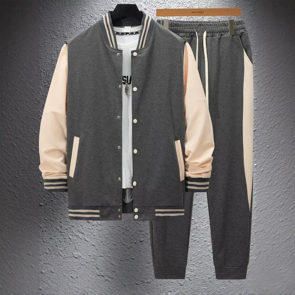 KULIXI Stadium Tracksuit Casual Long and Jogger Stylish for Spring and Perfect for Commuting or Size L Men's Jacket-Style Set, Sportswear, Open-Collar