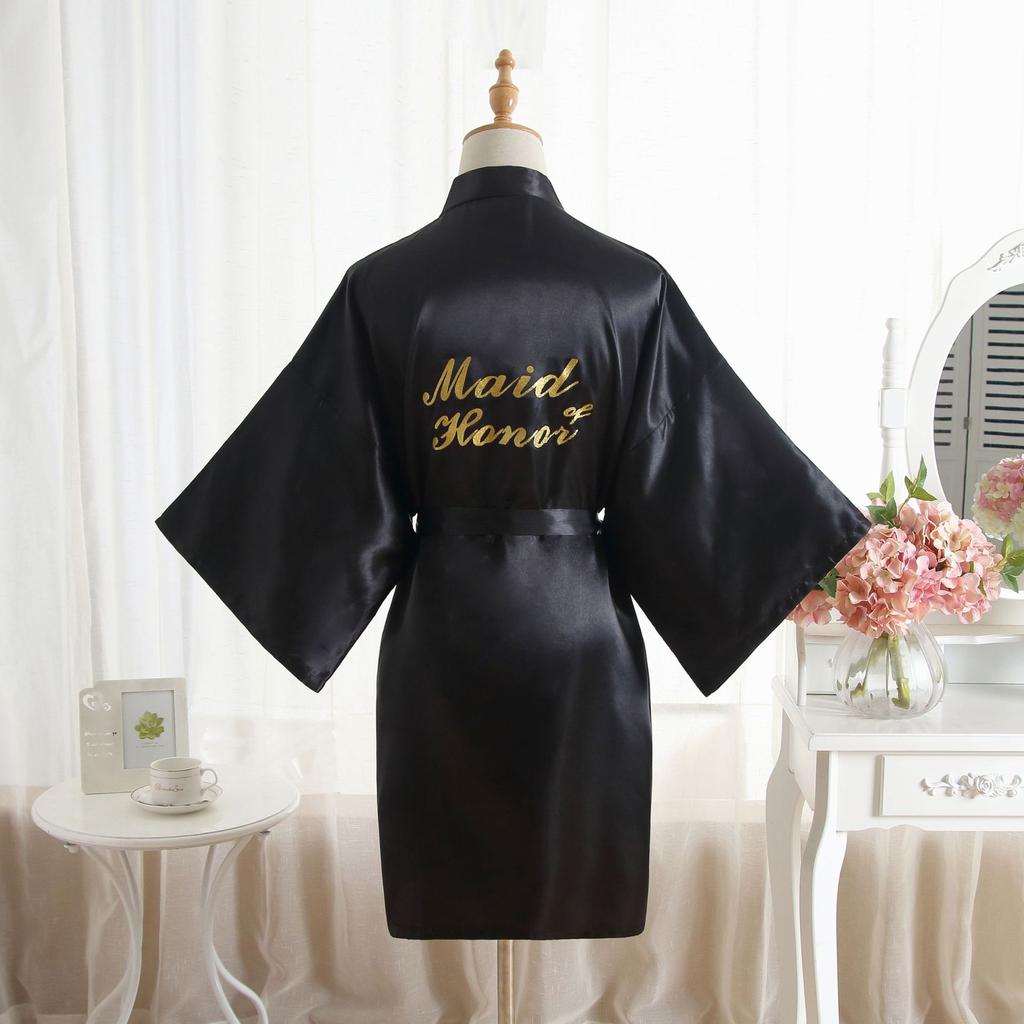 Comfortable Homewear Gold Dust Bridesmaid Maid of Honor Wedding Morning Robe Makeup Robe Robe Fashion Temperament Elegant Simulation Silk Cardigan