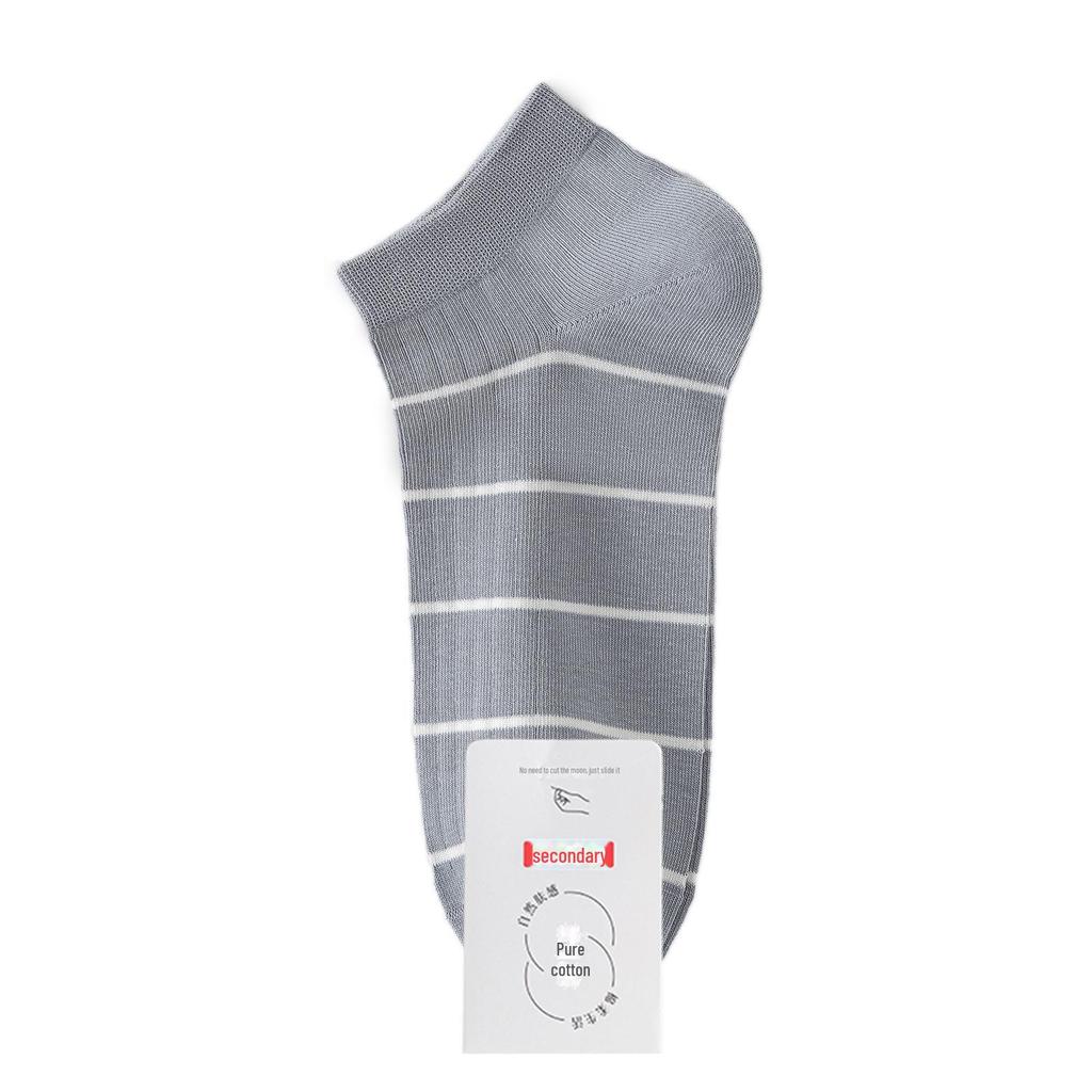 Men's Breathable Cotton Striped Crew Socks - Antibacterial, Deodorant, Sweat-Absorbent for Casual Sports, Spring & Autumn.
