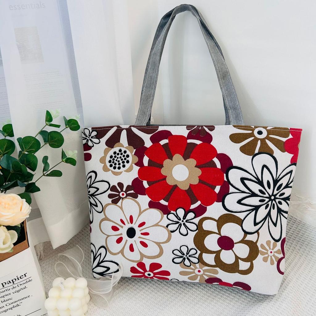 Women's Shoulder Bag Printing Pattern Small Canvas Shopping Bag Handbag Casual Bucket Female Outdoor Pocket