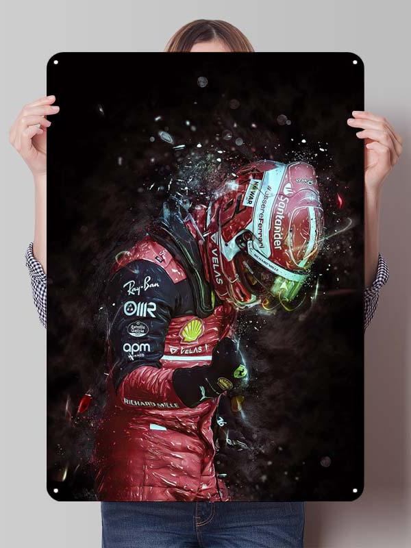 Charles Leclerc Rennfahrer Poster F1 Rennsport Metallschilder Wandkunst Wandbild Benutzerdefinierte Blechschilder für Wandkunst Dekoration Vintage Metallschild