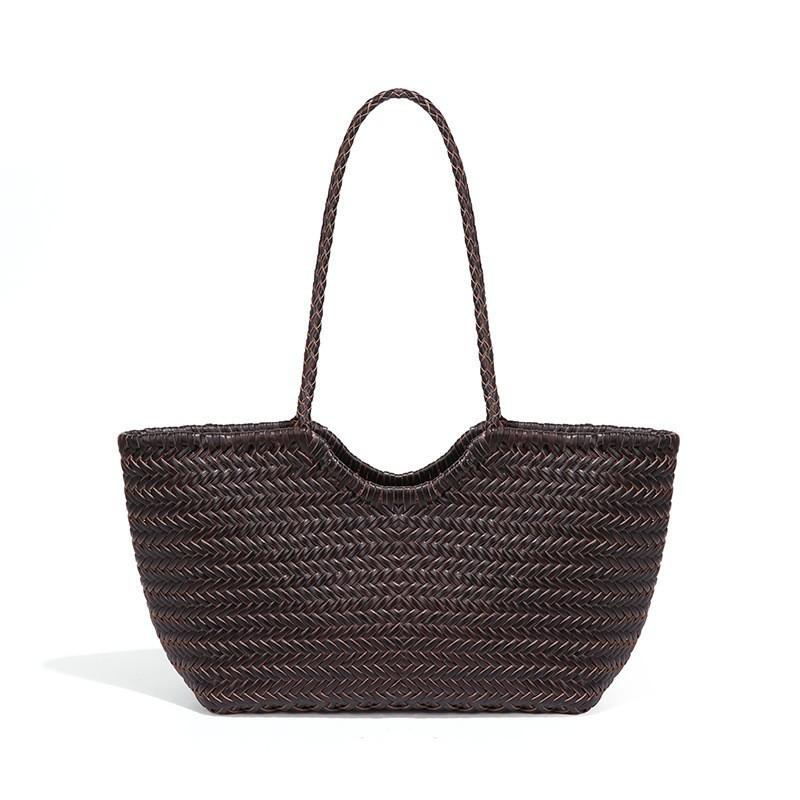 Cowhide Dragon Woven Bag Women s French Niche Beach Vegetable Basket Genuine Leather Vacation Lazy Style Tote