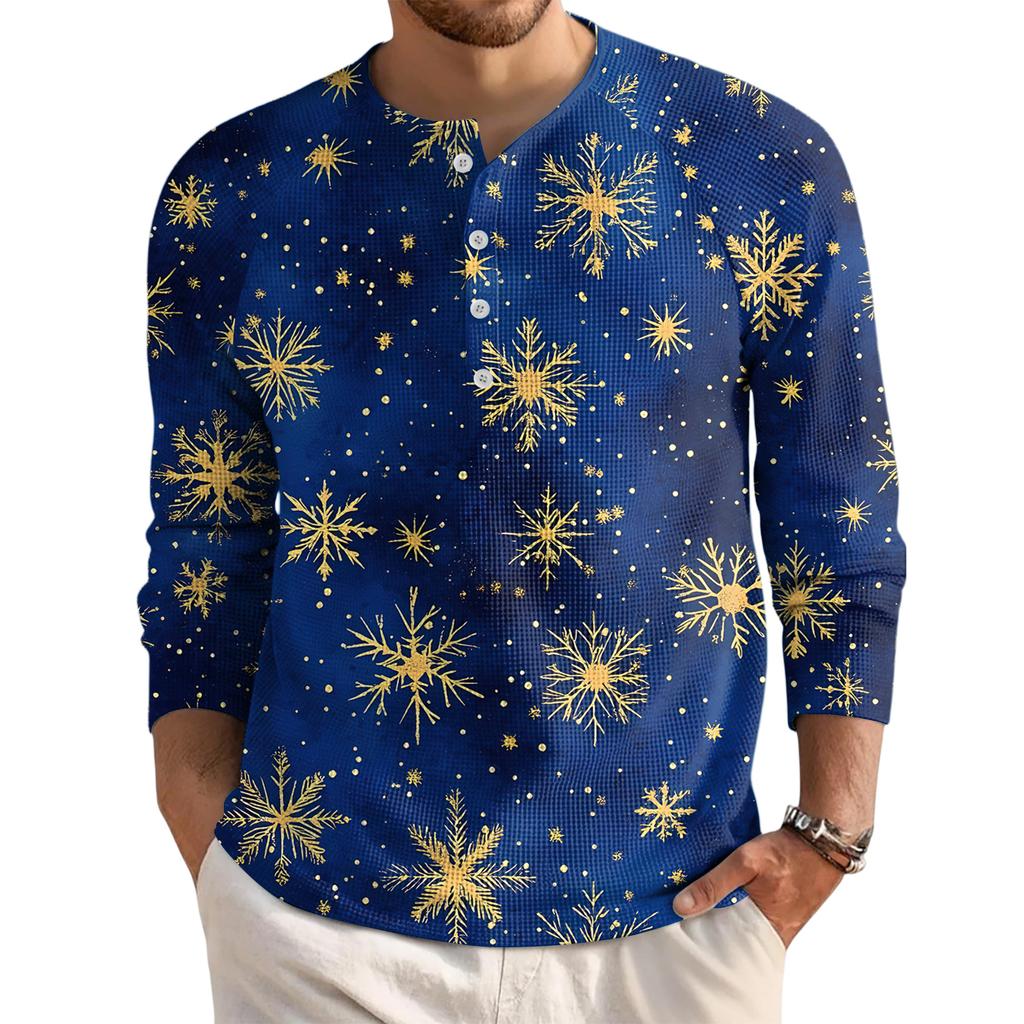 Men's Loose Casual Button Down Collar Long Sleeve Top