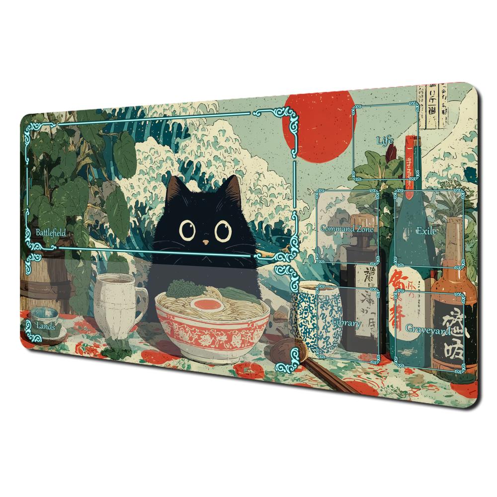 AntiSlip Stain Proof PTCG PlaymatRamen Art Card Game Mat Durable Gaming Desk Pad for Players