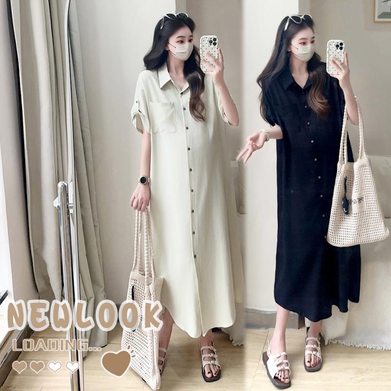 Trendy Summer Maternity Dress: Stylish Loose-Fit Shirt for Expecting Moms XL