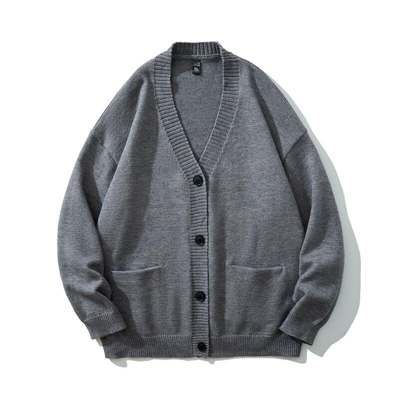 Pánský ležérní kardigan s výstřihem do V na podzim 2025 Pánský svetr s knoflíky v jednobarevném provedení Pánský pletený teplý svetr Kardigan Pánské volné kabáty