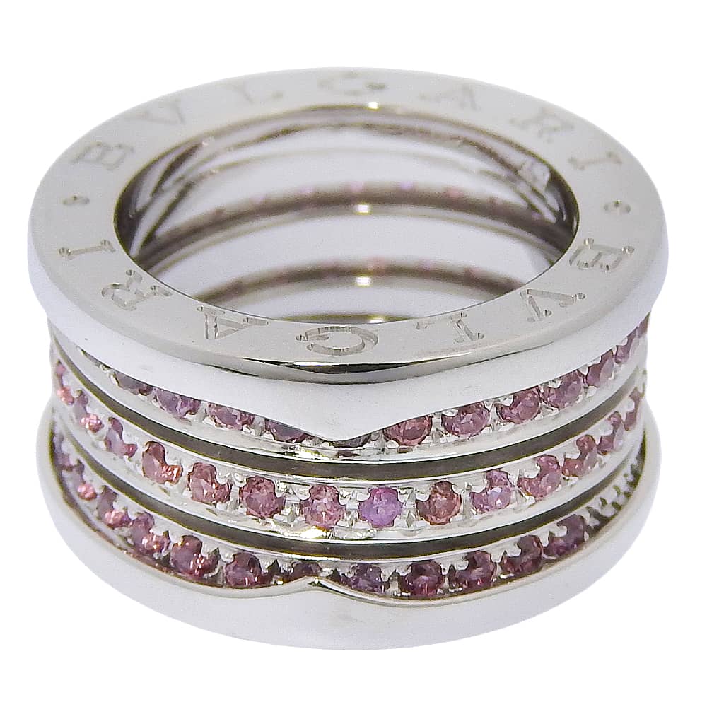 BVLGARI B-Zero1 Ring Be zero one 4 bands pink K18 white gold/garnet #3.9(US Size) 12.6g Women Used
