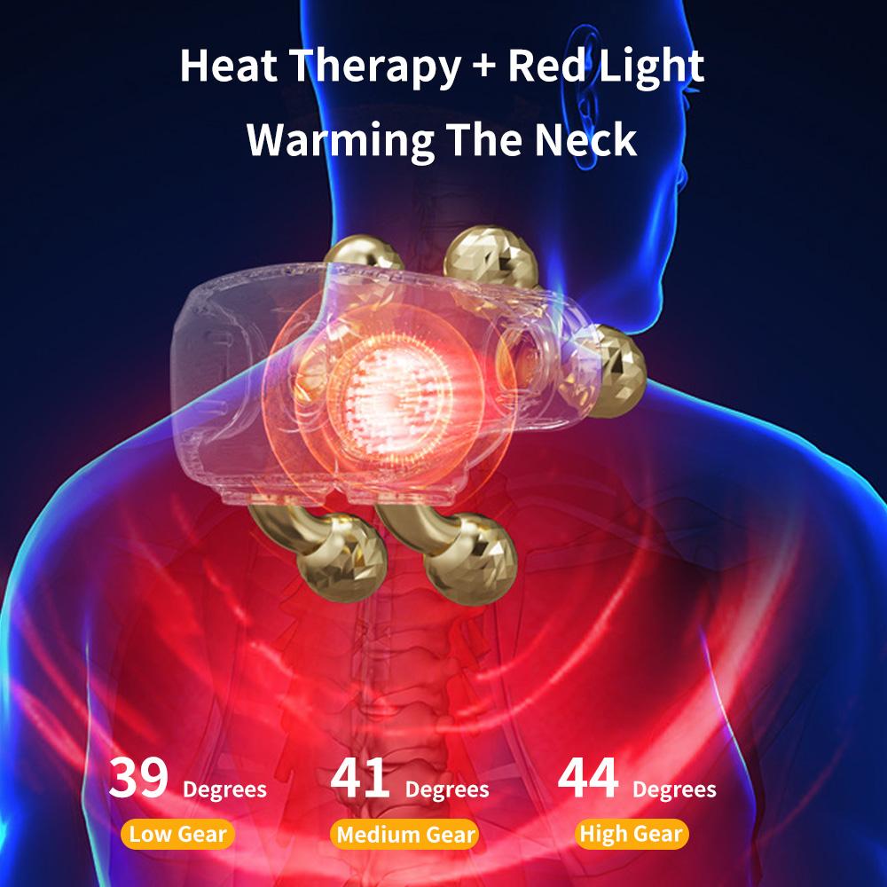Masajor cu Diamante pentru Umeri și Gât Masaj Cervical Căldură Ameliorarea Durerii Mușchi Lovire Vibrație 4 Moduri Puls Imitație Frământare Manuală