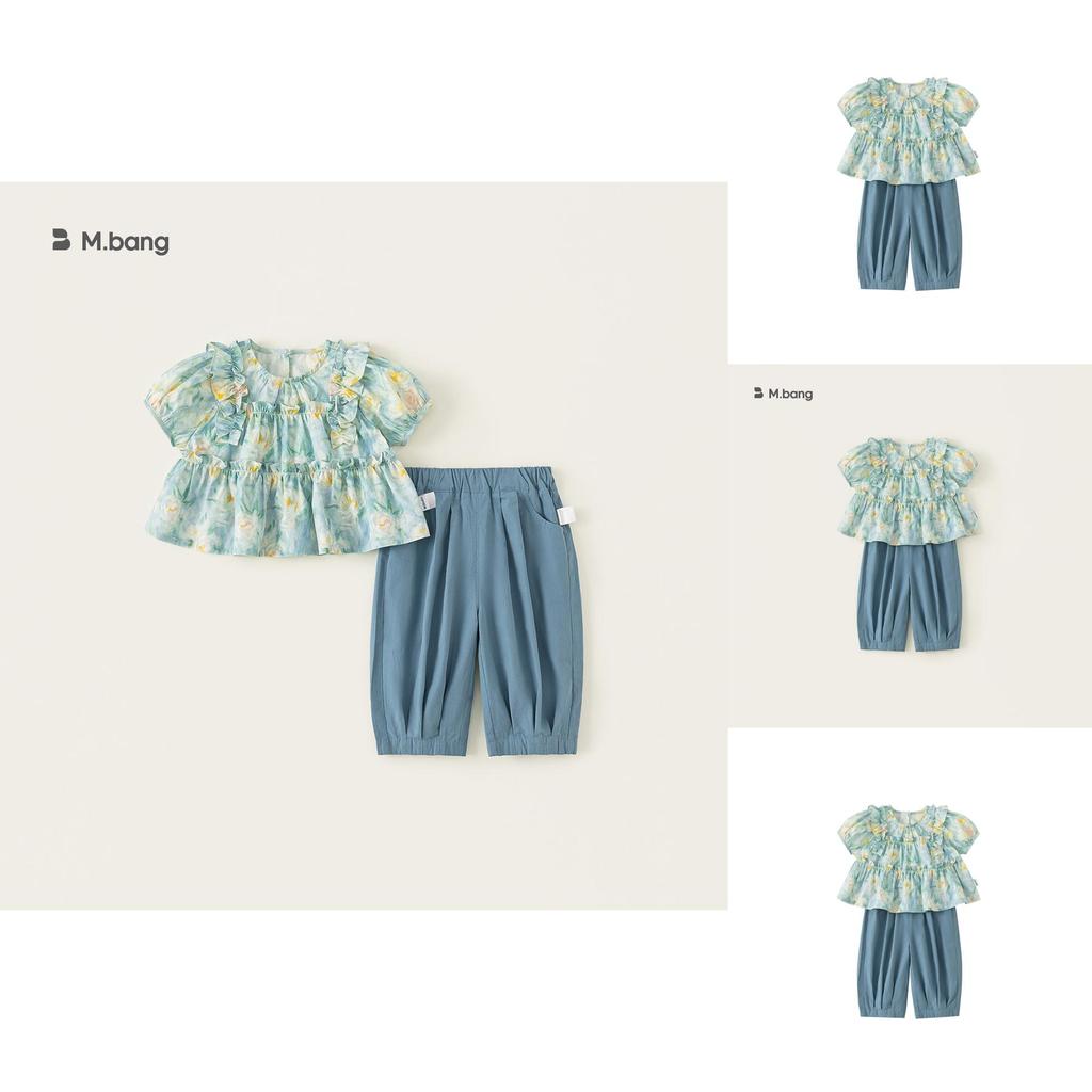 Girl Summer Floral Dress Set With Cotton Fabric For Children Aged 3 To 8 Years
