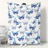 Blue Butterfly Flannel Blanket - Bed, Sofa, Office, Travel, Gift, Decoration, Chair, Cozy and Warm, Christmas