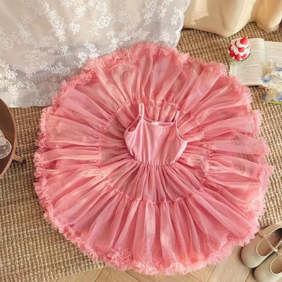 Summer Girls' Ballet TuTu Dress Sleeveless Princess Wedding Dress  Performance Costume