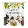 Farmhouse Highland Cow Shower Curtain With Hooks Funny Bull Cattle Bull Floral Decor Country Style Bothroom Curtain