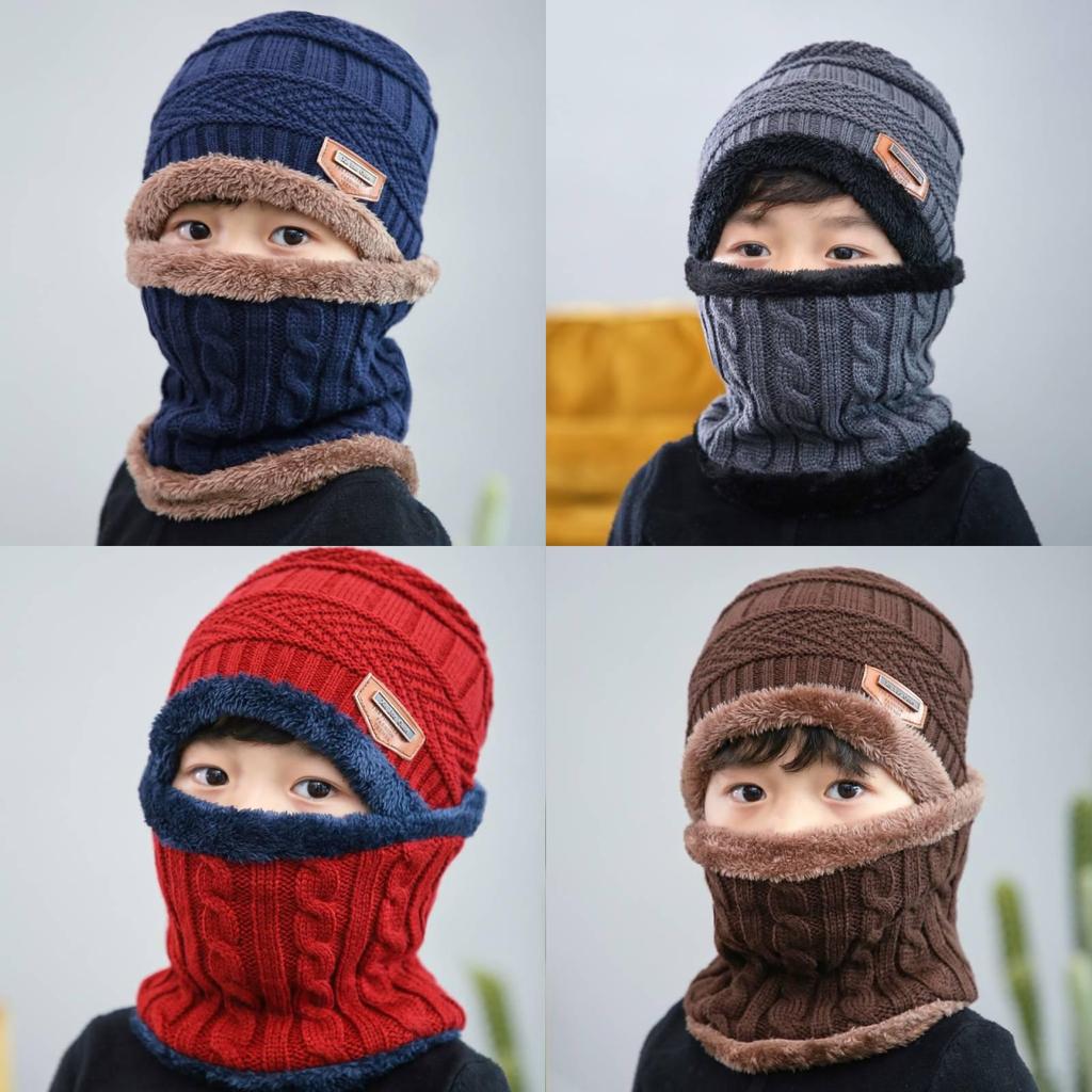 Kids Knitted Winter Hat With Fleece Lining For Outdoor Skiing And Riding