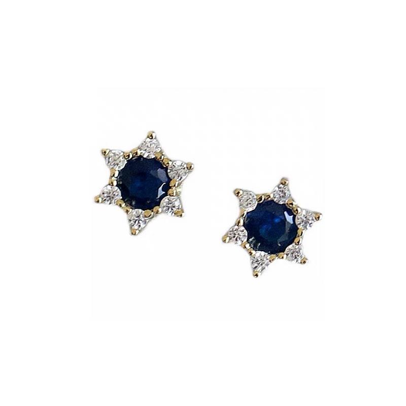 S925 Sterling Silver Plated Blue Pointed Crystal Inlaid Zirconium Stud Earrings for Women Simple and Stylish Personality Graceful Earrings
