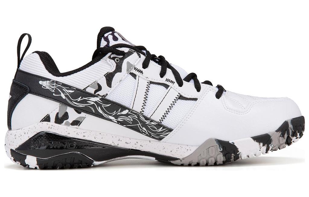 Li Ning Abrasion Resistant Low Top Badminton Shoes Unisex White Black AYZW007-3
