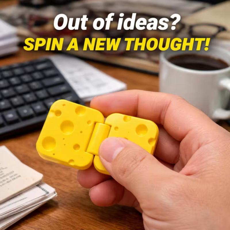 Pocket Sized Cheese Slider Fidget Toy Smooth Flip Spin Portable Adult Stress Relief Toy for Office Travel