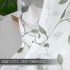Tollpiz Leaves Short Sheer Curtain Sage Green Leaf Embroidery Living Room Curta Rod Pocket Voile Faux Linen Embroidered Leaves Curtain for Bedroom,