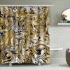 Luxury Marble Print Shower Curtain Modern Bathroom Decor, Waterproof Fabric For Wet Areas Gold Black Abstract Pattern (180 X 180