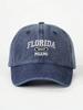 Washed Denim Baseball Cap With Florida 1822 Miami Embroidery Adjustable Outdoor Sun Hat