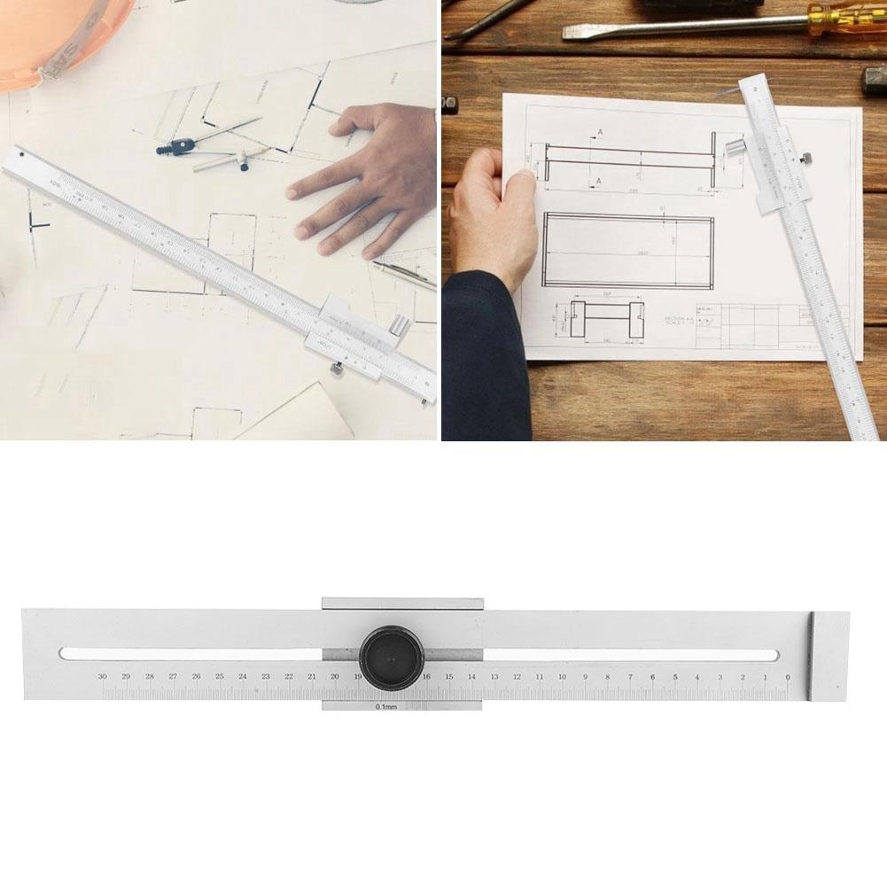 0-300mm Stainless Steel Scriber Ruler Marking Gauge Woodworking Measuring Tool