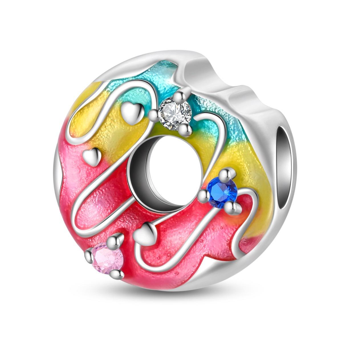 

Fruit Cherry Donut Skittles Charm Charm Beads Diy Jewelry Bracelet Accessories Copper