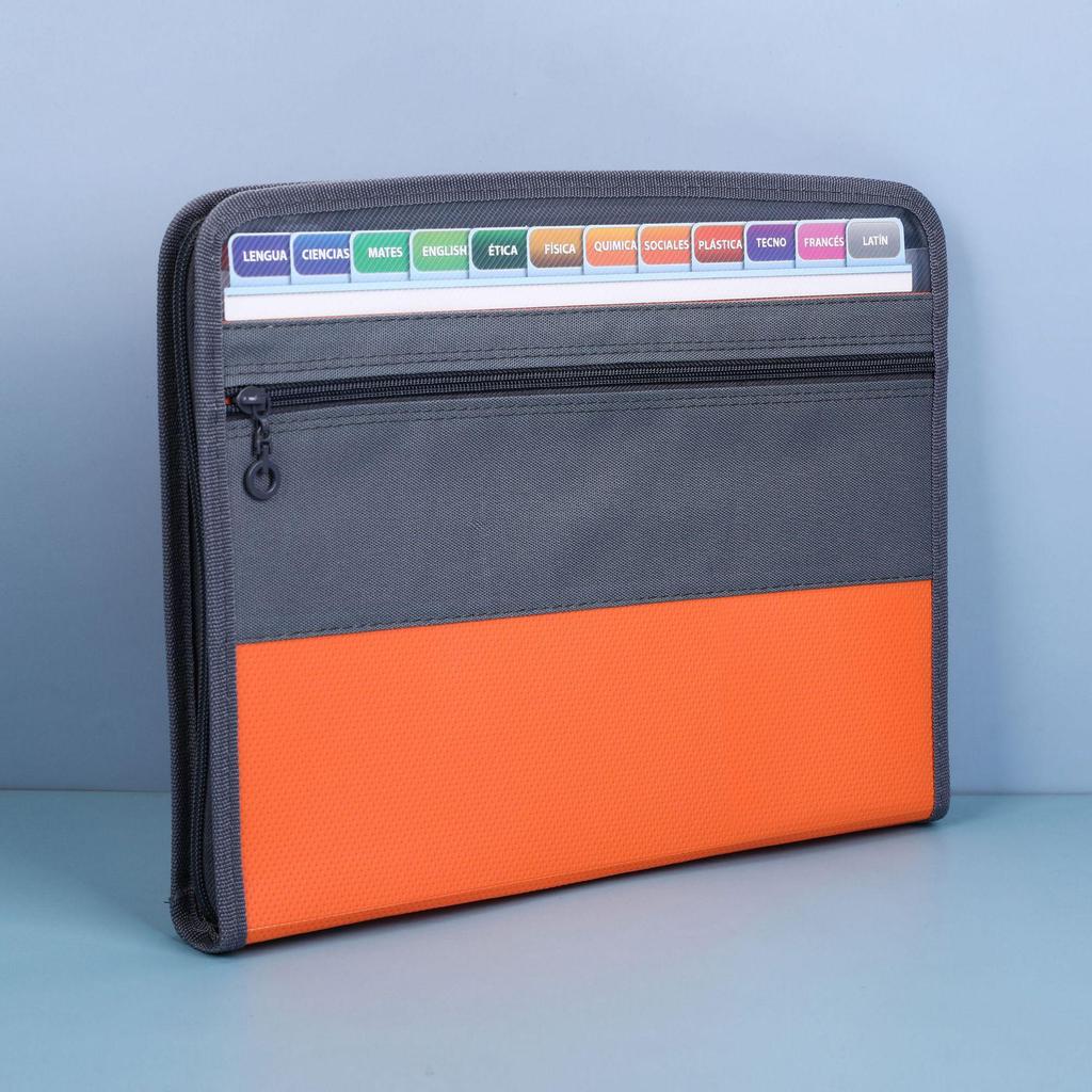 Rainbow Series Accordion File Folder: 13-Grid Double Zipper for Multi-Spec and Test Paper Storage