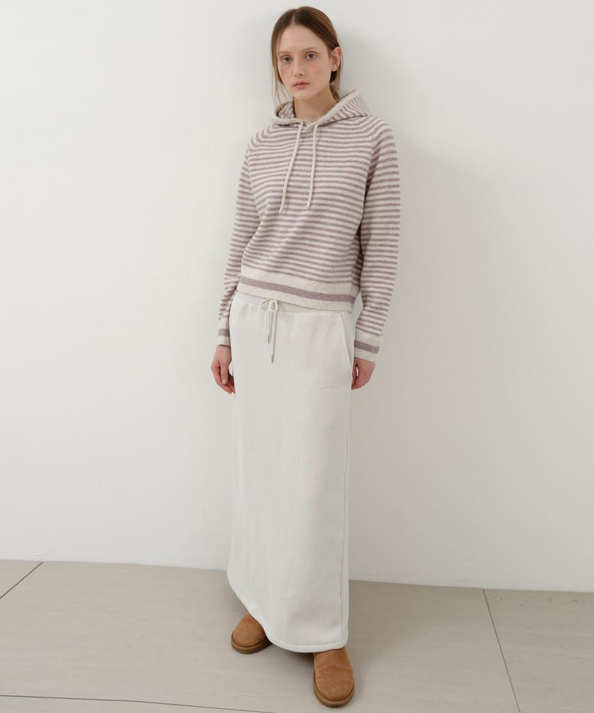 Wednesday Oasis For Woman Warm-Up Basic Fleece-Lined Long Skirt_Light Beige(W25-Sk04)