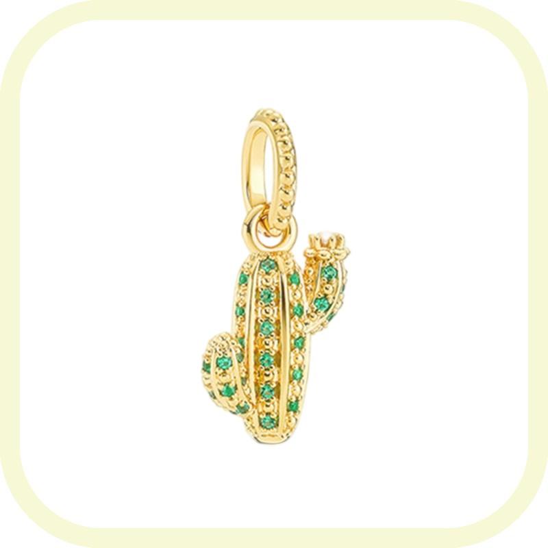New Golden Flowers Collection Charm Bead Lucky Shamrock Rose in Bloom Daisy Flower Safety Chain Compatible With Authentic Bracelets Do It Yourself Jew