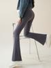 Autumn Winter Rabbit Fleece Sharkskin Micro Flared Pants Leggings Women Elastic High Waist Slim Warm Horseshoe Pants