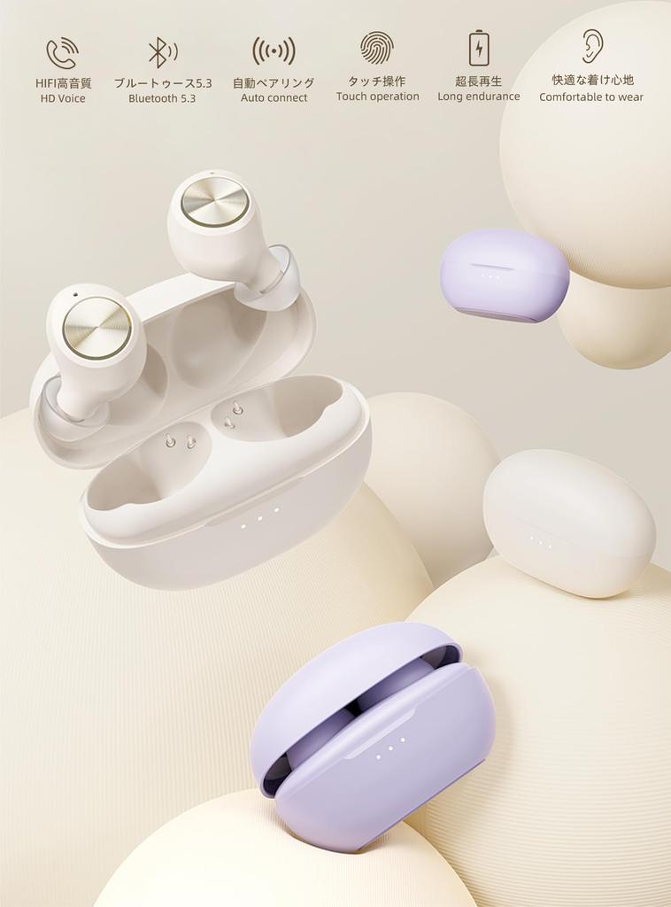 Wireless Earbuds [2024 Design Bluetooth 5.3 Earphones] Hi-Fi Sound Quality, True Wireless Earbuds with Built-in Microphone, ENC CVC8.0 Calling, Noise
