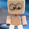 Shaking Wooden Man Figurine Handmade Shaking Feet Wooden Doll Car Dashboard Desktop Decoration Ornament