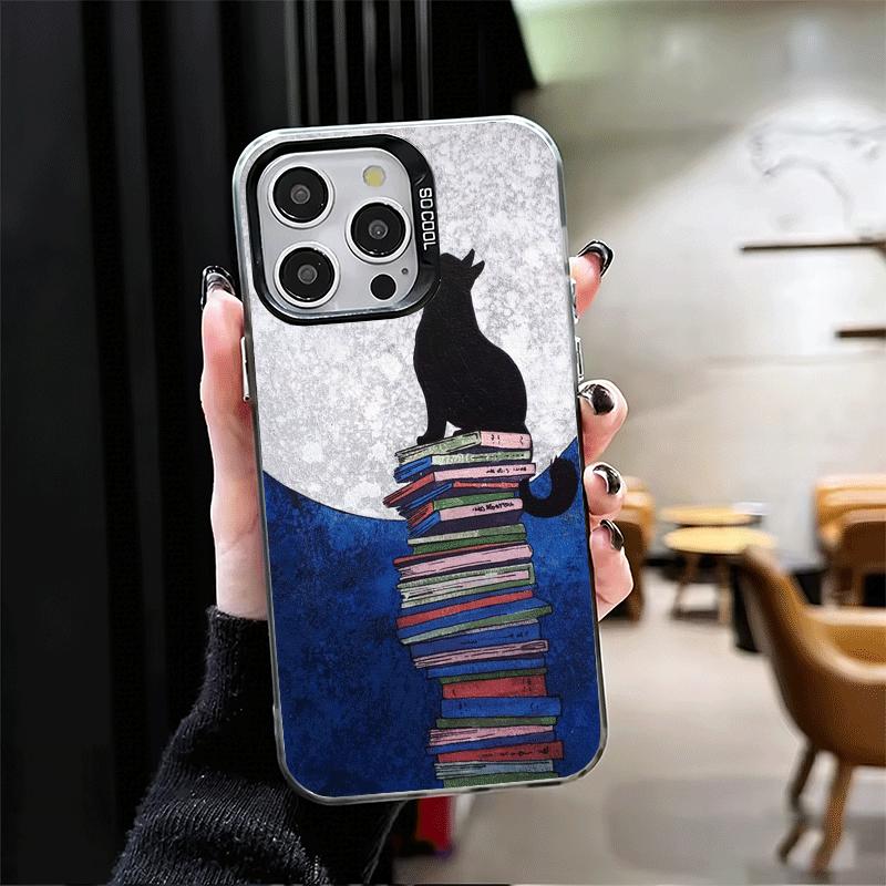Schwarze Katze Ästhetik Muster Stoßfeste Handyhülle für iPhone 17 Air 16 16E 15 Pro Max 14 Plus 13 Mini 12 Rückseite Anti Fall Fu