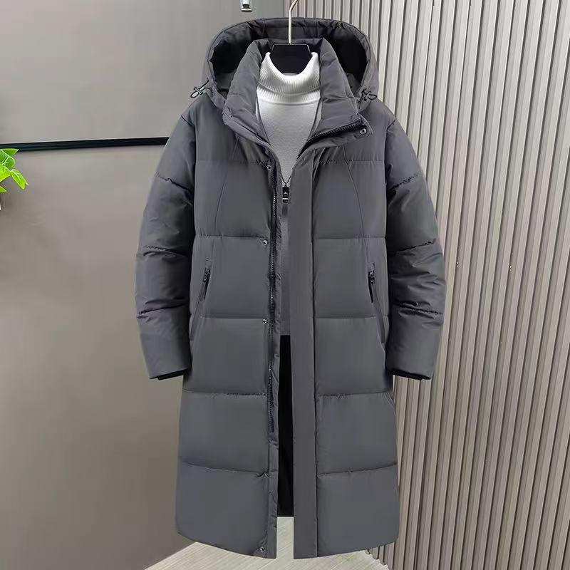 Men's Over-the-Knee Winter Cotton Jacket - Mid-Length, Thick, Warm, Cold-Proof for Students