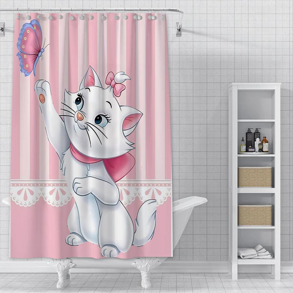 Shower Curtain Waterproof Polyester Fabric Paint Colorful Bath Disneys Marie Cat Curtains Home Bathroom Decor Curtain With Hook
