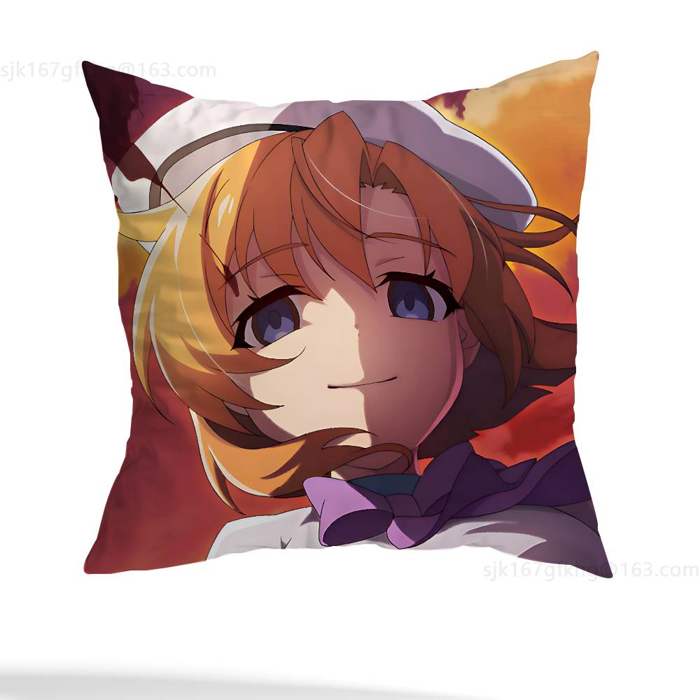 Anime Higurashi  Pillow Case Square Double-Sided Printing Short Plush Sofa Cushion Cover Bedroom Bedside Pillow