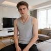 Herren Weste Sommer Ärmellos Rundhals Schlank Passend Tanktops Einfarbige Sport Fitness Camisole Täglich