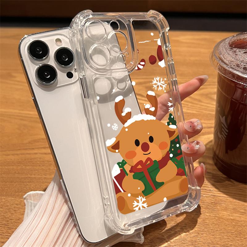 Merry Christmas New Year Gifts Transparent Tpu Phone Case For iPhone 16 15 14 13 12 11 Pro Max SE2 X XS XR 7 8 Plus Clear Cover