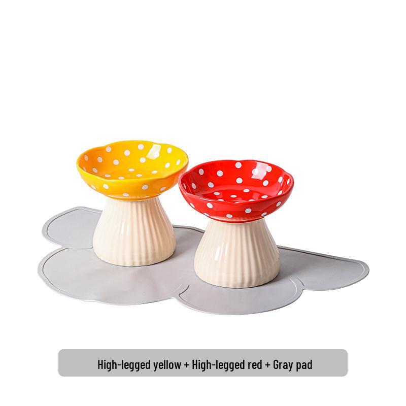 Ceramic Elevated Cat & Dog Bowl - Anti-Tip Design for Cervical Spine Protection - Food & Water Bowl