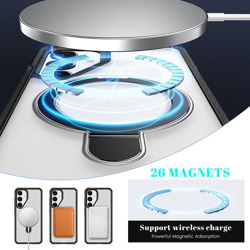 Applicable To Samsung S25Ultra Mobile Phone Case A36 Magnetic Suction Bracket S25Edge Skin Feeling A06 Anti-drop Protective Case S24